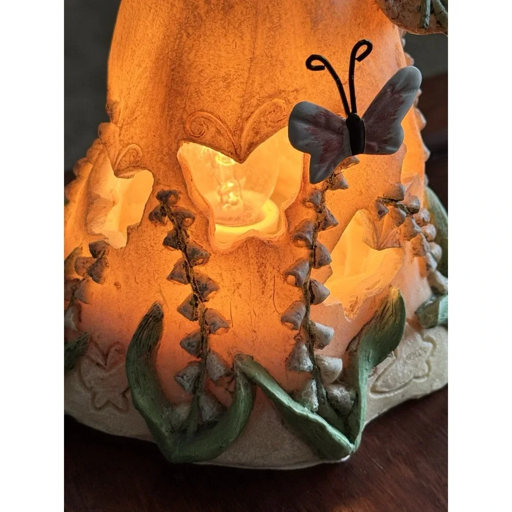 Vintage Ceramic Garden Fairy Butterfly Floral Table Desk Lamp Night‎ Light